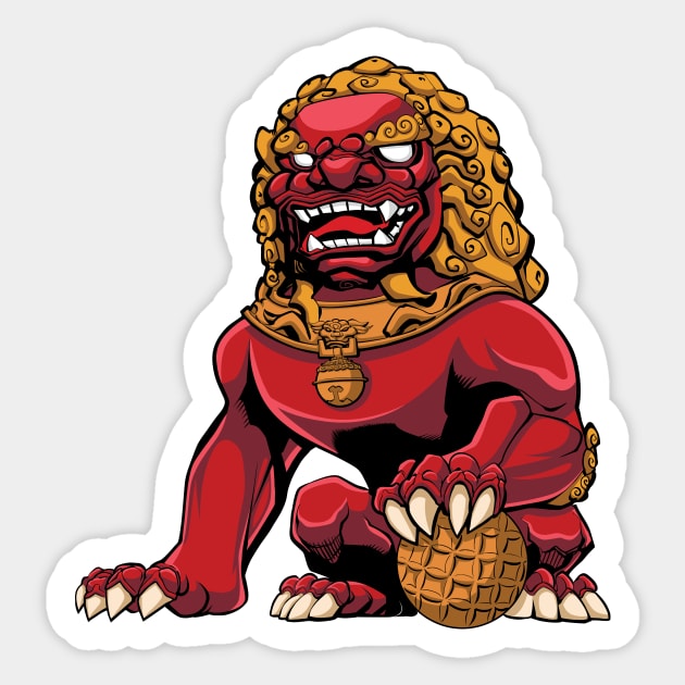 Chinese Lion Red Sticker by Malchev